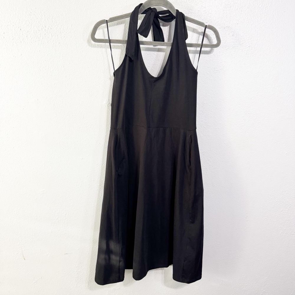 NWT Pact Black Backless Halter Dress med